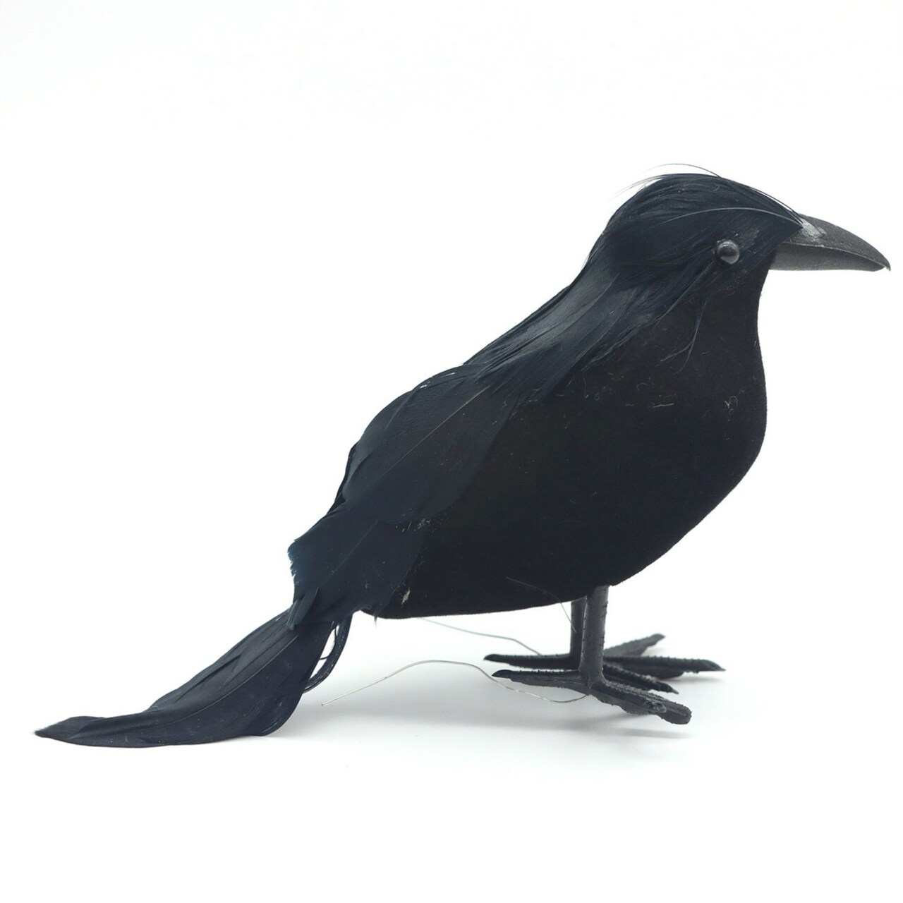 1 Set Feathered Crow Statue Handmade Realistic Looking Foam Fake Crow Ornament Indoor Outdoor Party Decoration